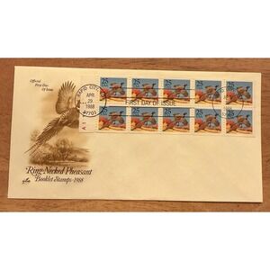 Ring Necked Pheasant FDC #2283a Plate #‎ Booklet Pane of 10 Artmaster Cachet
